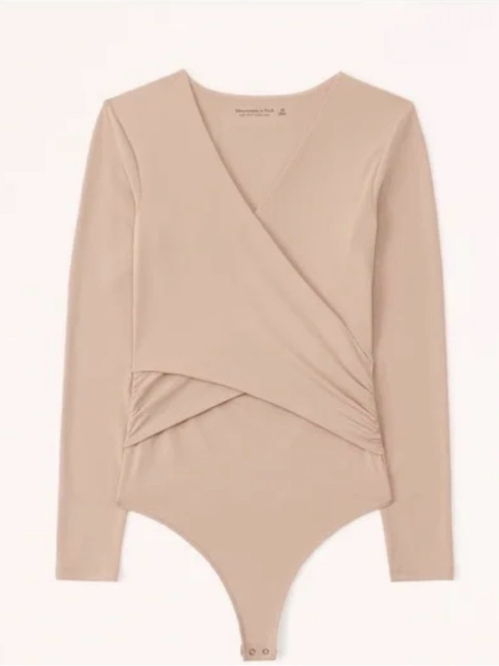 Abercrombie & Fitch Long Sleeve Wrap Bodysuit in Beige sz:medium